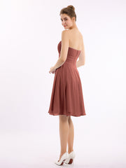 Straight Across Strapless Short Bridesmaid Gown Terracotta Plus Size