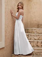 V Neck Velvet Dress With Slit Ivory Plus Size