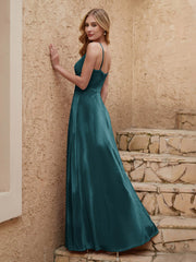 V Neck Velvet Dress With Slit Peacock Plus Size