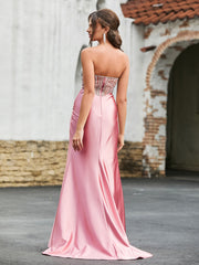 Diamond Corset Satin Maxi Dress Dusty Rose