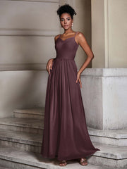 Cross Pleated Bodice Spaghetti Strap Dresses Cabernet