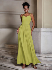 Cross Pleated Bodice Spaghetti Strap Dresses Clover