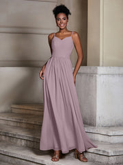 Cross Pleated Bodice Spaghetti Strap Dresses Dusk