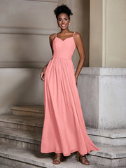 Cross Pleated Bodice Spaghetti Strap Dresses Flamingo