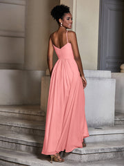 Cross Pleated Bodice Spaghetti Strap Dresses Flamingo