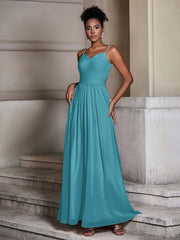 Cross Pleated Bodice Spaghetti Strap Dresses Jade