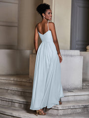 Cross Pleated Bodice Spaghetti Strap Dresses Mist
