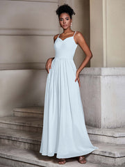 Cross Pleated Bodice Spaghetti Strap Dresses Mist