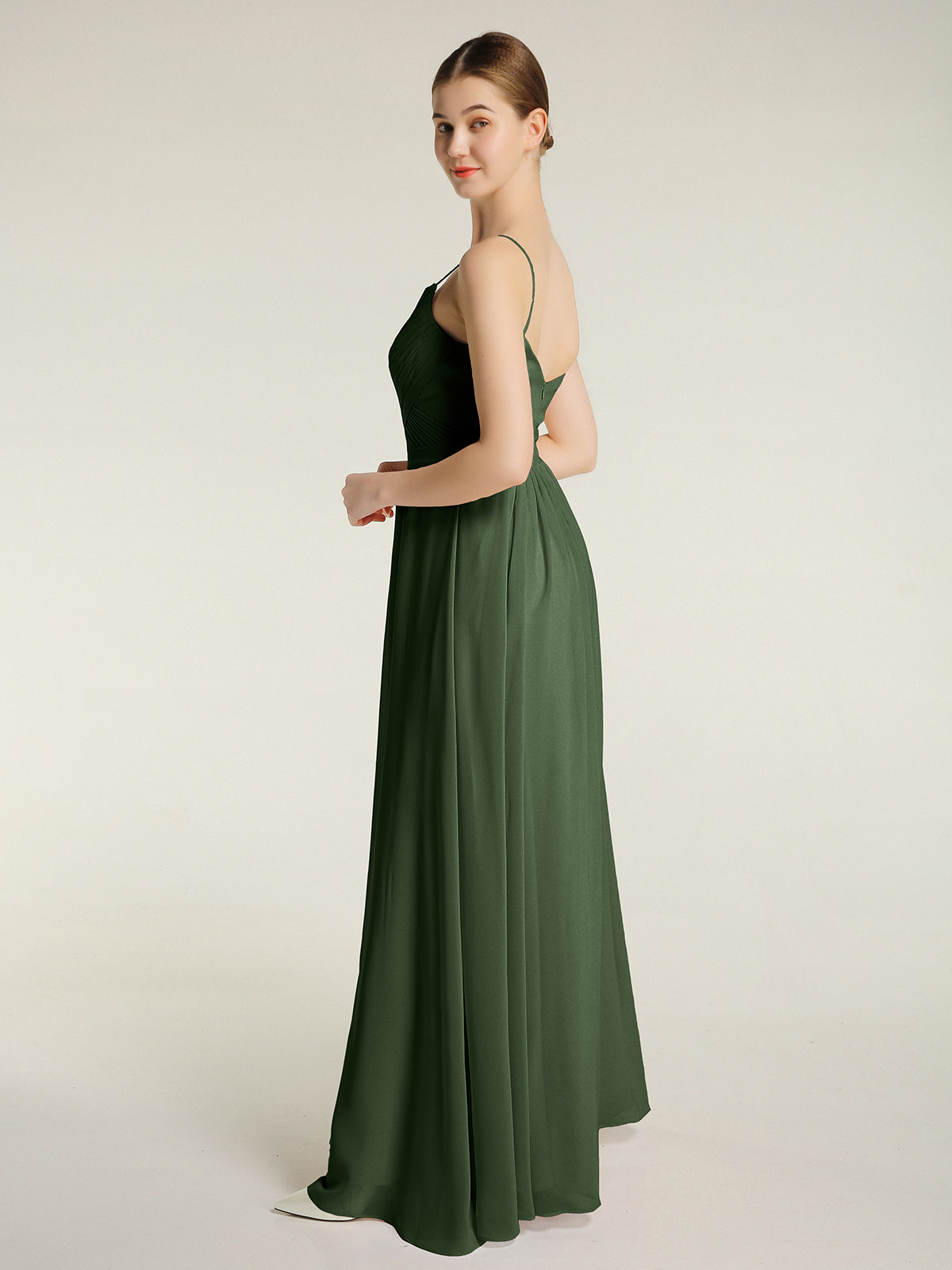Cross Pleated Bodice Spaghetti Straps Satin Dresses Tahiti