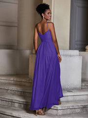 Cross Pleated Bodice Spaghetti Strap Dresses Regency