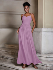 Cross Pleated Bodice Spaghetti Strap Dresses Wisteria