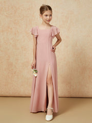 BABARONI Flutter Sleeves Long Junior Bridesmaid Dresses With Slit Vintage Mauve, Vintage Mauve / J4 BABARONI Flutter Sleeves Long Junior Bridesmaid Dresses With Slit Vintage Mauve, Vintage Mauve / J4