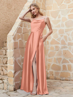 A Line Cowl Neck Satin Dress With Slit Papaya Plus Size