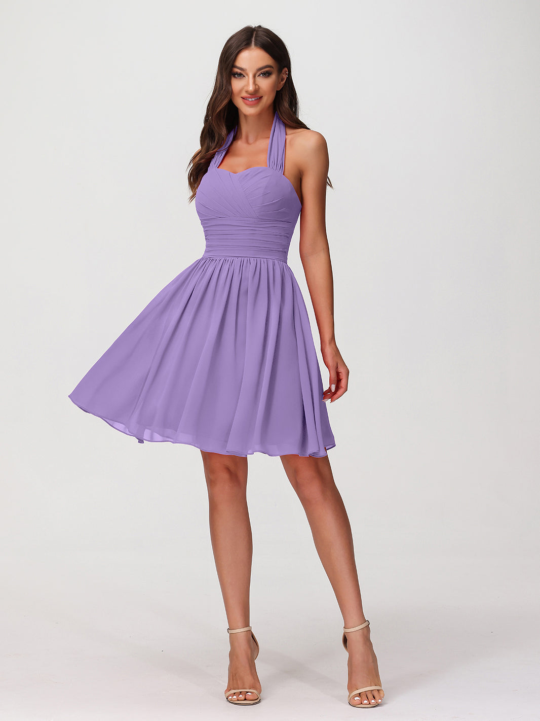 Short Halter Chiffon Bridesmaid Gown Tahiti