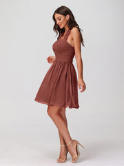 Halter Sweetheart Chiffon Short Dressses Terracotta Plus Size