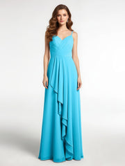 Spaghetti Strap Sweetheart Neck Dress with Cascade Pool