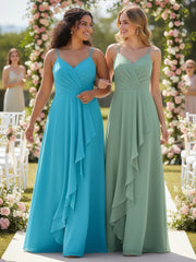 Spaghetti Strap Sweetheart Neck Dress with Cascade Pool