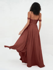 Off Shoulder Empire Dresses with Sweetheart Neck Terracotta