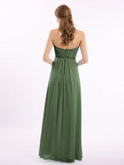 Strapless Sweetheart neck Long Dress with Beaded Olive Green
