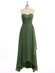 Strapless Sweetheart neck Long Dress with Beaded Olive Green Plus Size