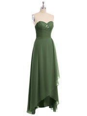 Strapless Sweetheart neck Long Dress with Beaded Olive Green Plus Size