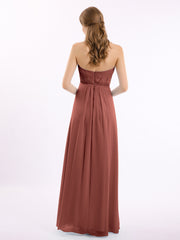 Strapless Sweetheart neck Long Dress with Beaded Terracotta