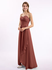 Strapless Sweetheart neck Long Dress with Beaded Terracotta Plus Size