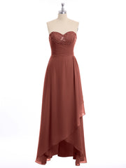 Strapless Sweetheart neck Long Dress with Beaded Terracotta Plus Size