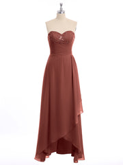 Strapless Sweetheart neck Long Dress with Beaded Terracotta