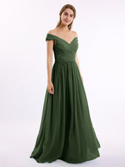 Lace Top Chiffon Bottom Dress with Cap Sleeves Olive Green