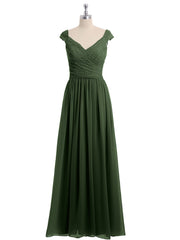 Lace Top Chiffon Bottom Dress with Cap Sleeves Olive Green Plus Size