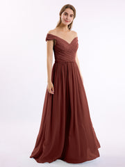 Lace Top Chiffon Bottom Dress with Cap Sleeves Terracotta Plus Size