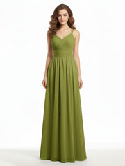 Double Straps Chiffon Dresses with Sweetheart Clover