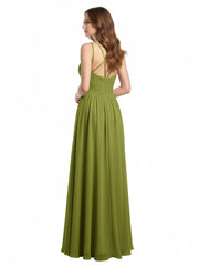 Double Straps Chiffon Dresses with Sweetheart Clover