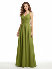 Double Straps Chiffon Dresses with Sweetheart Clover