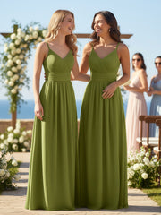 Double Straps Chiffon Dresses with Sweetheart Clover