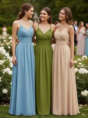 Double Straps Chiffon Dresses with Sweetheart Clover