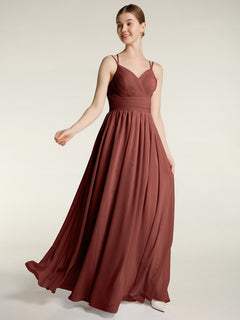 Double Straps Chiffon Dresses with Sweetheart Terracotta