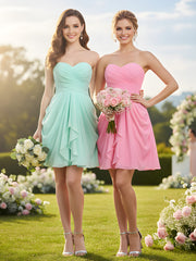 Sweetheart Neck Strapless Short Bridesmaid Dress Mint Green