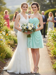 Sweetheart Neck Strapless Short Bridesmaid Dress Mint Green