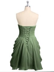 Sweetheart Neck Strapless Short Bridesmaid Dress Olive Green Plus Size