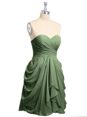 Sweetheart Neck Strapless Short Bridesmaid Dress Olive Green Plus Size