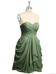 Sweetheart Neck Strapless Short Bridesmaid Dress Olive Green