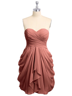 Sweetheart Neck Strapless Short Bridesmaid Dress Terracotta Plus Size