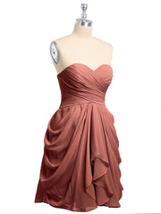 Sweetheart Neck Strapless Short Bridesmaid Dress Terracotta Plus Size