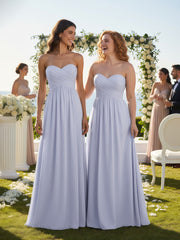 Strapless Empire Bridesmaid Gown with Sweetheart Lavender