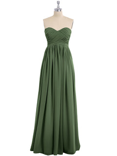 Strapless Empire Bridesmaid Gown with Sweetheart Olive Green