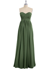 Strapless Empire Bridesmaid Gown with Sweetheart Olive Green Plus Size