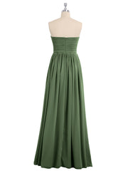 Strapless Empire Bridesmaid Gown with Sweetheart Olive Green Plus Size