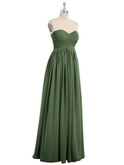 Strapless Empire Bridesmaid Gown with Sweetheart Olive Green Plus Size